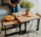 LEHMANN Wohnzimmertisch Holz, Couchtisch 2er Set in 2 Größen, Beistelltisch Holz, Wohnzimmer Tisch für Couch mit Schwarzem Gestell und Holzplatte, beistelltische fürs Wohnzimmer Set, Simple modern
