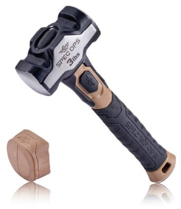 Spec Ops Tools Drilling Hammer, 3 lbs Sledge Hammer with Fiberglass Handle & Soft Mallet Face