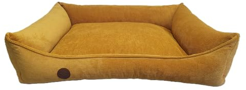Generisch Orthopädisches Hundebett, gelenkschonend, waschbar, für große, mittelgroße und kleine Hunde, senfgelb (L= B/T/H 99/79/18cm)