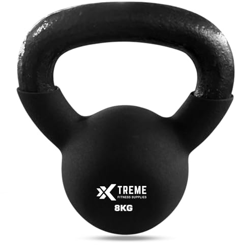 Xtreme Fitness Kugelhantel 8kg mit Neoprenbeschichtung, Massive Gusseisen Kettlebell mit ergonomischem Griff, Robuste Hantel für Kraft, und Core Training, Ideal für CrossFit, HIIT und Home Gym