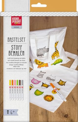 Knorr Prandell, Bastelset Stoff bemalen, verschiedene Motive (Kindertaschen Animals & Zoo)