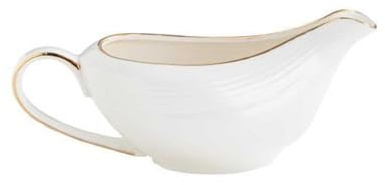 Séparateur de Graisse Saucière de 218 ml avec poignée ergonomique et décoration à bord doré Saucière en porcelaine fine blanche for sauces, sauces chauffantes, vinaigrettes, lait, etc. pour Vinaigrett