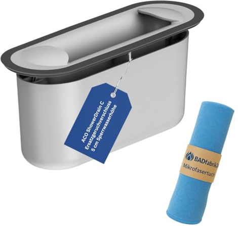 BADfabrik24 ACO ShowerDrain C Ersatzgeruchverschluss 5 cm Sperrwasserhöhe – Original Ersatzteil inkl. Mikrofasertuch – Geruchsverschluss für Duschrinne – langlebig & passgenau,ACO Duschrinne