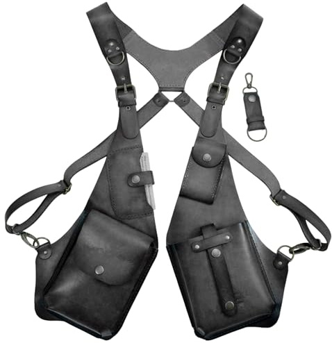 Anti-Diebstahl-Leder-Doppelschulter-Achseltasche Mittelalterliche Unterarm-Umhängetasche Taktische Holster Tasche Stilvolle Handytasche Verstellbarer Trage Schulterholster