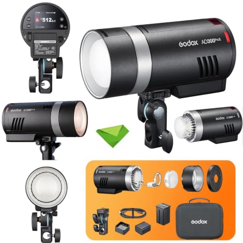 GODOX AD300Pro II 300Ws Outdoor TTL Flash Strobe Monolight,2.4G 1/8000 HSS | 12W Bi-Color Modeling Light, 0.01~1.5s Recycle Time, 1/512 Light Control,Strobe Speedlight Monolight(Godox AD300 Pro Upgrade)