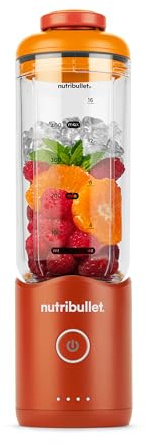 nutribullet Flex 590 ml bärbar smoothie-mixer med handtag och piplock, multifunktionshackare, iskrossare, USB-C, BPA-fri, lätt att rengöra, orange (NBP013OR)