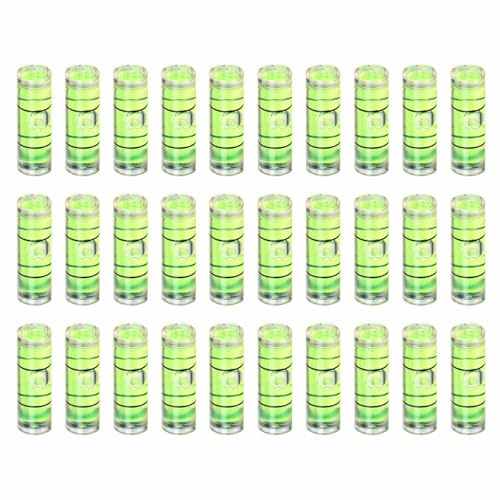 HARFINGTON 30pcs Small Cylindrical Bubble Level Vials 20x6mm PMMA Mini Horizontal Bubble Spirit Level Measuring Layout Tools for RV TV Picture Frame Hanging Tool Leveler