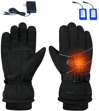 comeenm Skihandschuhe Herren,USB Beheizbare Handschuhe,Fahrrad Winterhandschuhe,Thermo Handschuhe,Wiederaufladbarer Akku,Touchscreen Dickes und warmes Futter für männer und Frauen (Beheiztes Modell)