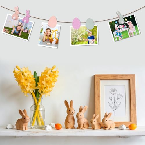Scinzene 24 Stück Geschenkanhänger Ostern Holzklammern Klein, Ideal für Geldgeschenk Ostern Tischdeko, Frohe Ostern Anhänger, kreative Kleinigkeit zum Basteln und Dekorieren
