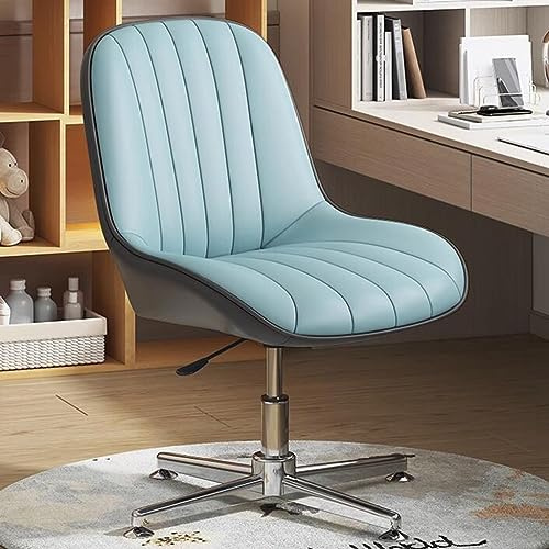 Modern armlös ergonomisk kontorsstol med PU-läderstoppning och snurrbas, bekväm arbetsstol för hem och kontor