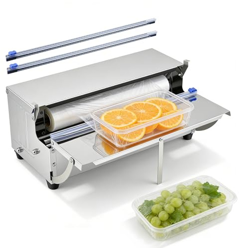 Eirolace Distributeur de Film Alimentaire Étirable avec 3 Lames de Rechange – Machine à Emballer Manuelle pour Aliments Frais, Supermarché et Maison – Coupe Nette
