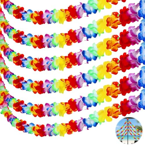 JULMELON 6 Pack Hawaii Girlande Blumenketten Hawaii Luau Party Deko