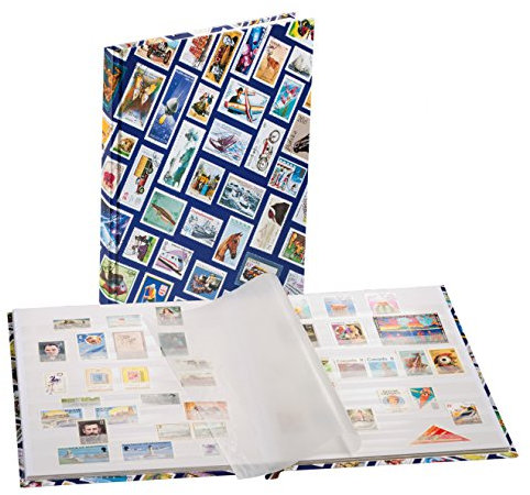 Leuchtturm 339105 Einsteckbuch Hobby - Briefmarken-Sammel-Album - 225 x 306 mm, 16 weiße Seiten, unwattierter Einband, blau