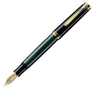 Pelikan Füllhalter Souverän 600, Schwarz-Grün, Feder M (mittel), hochwertiger Kolbenfüller im Geschenk-Etui, 980029