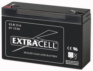 ELCART Batteria Ricaricabile al Piombo SIGILLATA 6 Volt 12 Ah Marca EXTRACELL Gruppi continuità peg perego