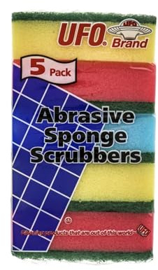 UFO Brands Abrasive Sponge Scrubber 5 Count - Pack of 5