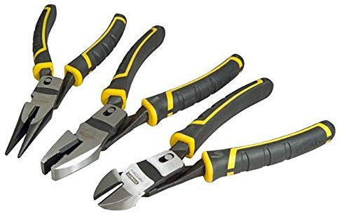 Stanley FMHT0-72415 - Juego de 3 Alicates de acción compuesta (universal, diagonal, Boca larga)