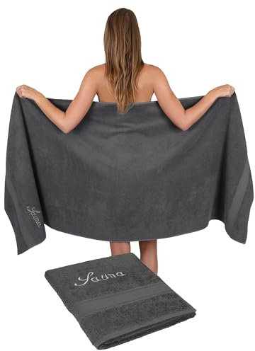 Betz 2 Stück Saunatücher Saunatuch Set Größe 80x200 cm XXL Sauna Handtuch Weich Groß Frottee France 100% Baumwolle Farbe: anthrazit
