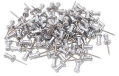 Push Pins, Steel Aluminum Head Push Pins - Sharp Steel Point - Silver, 3/8” Long – Box of 100