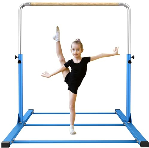 SHIWEI Gymnastics Training Bar- Height Adjustable 3' to 5' Horizontal Kip Bar for Kids