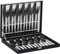Velaze Besteck Set Schwarz, Besteck Set 12 Personen, 18/10 Edelstahl Besteckset 48-teilig, Bestecksets mit Messer, Löffel und Gabel, Spiegelpoliert, Schwarzes Besteck mit Geschenkbox