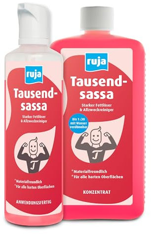 ruja Tausendsassa Set (300 ml Schaum- und 1 L Nachfüllflasche) | Fettlöser, Universalreiniger für Haushalt & Küche | Für alle Kunststoff-, Metall- und Steinoberflächen