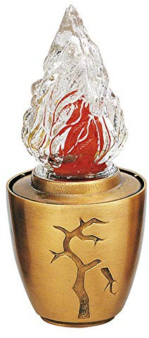 REAL VOTIVA FONDERIE D'ARTE Lampada in Bronzo - con Incisione Rami - Linea Pisside (cm 19, a Terreno) [T.04.1364/19]