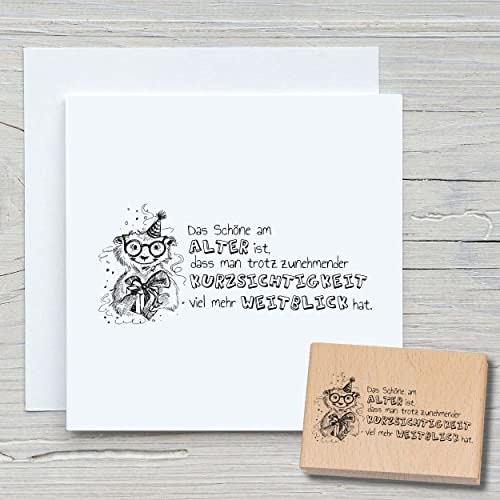 NEWSTAMPS Stempel Das schöne am Alter Motivstempel groß aus Holz & Gummi zum Karten basteln, Holzstempel, Sprüche, Spruchstempel, Textstempel, Schrift, Scrapbook, Textilstempel, Deko