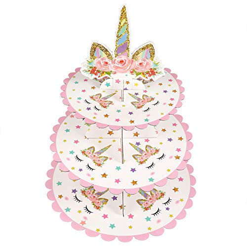 1pc three tier cake stand Cake Display Platter Unicorn Dessert Stand cake stands cupcake display stand wedding decoration Three-layer Display Rack paper fruit baby ingredients