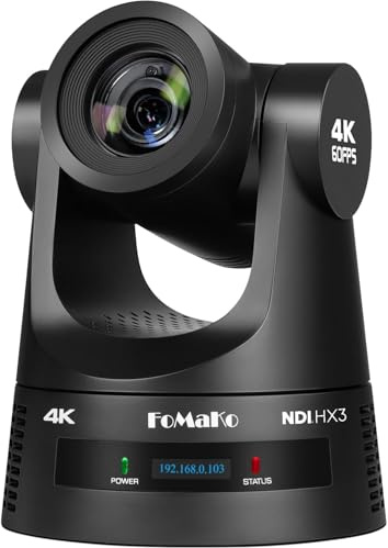 FoMaKo 30X PTZ Camera AI Auto Tracking PoE 3G-SDI HDMI IP Live Streaming, 30x Optical Zoom HDMI PTZ Camera for Church Worship Education Events vMix OBS Wirecast, NDI Upgradeable (FMK30SDI Pro Black)
