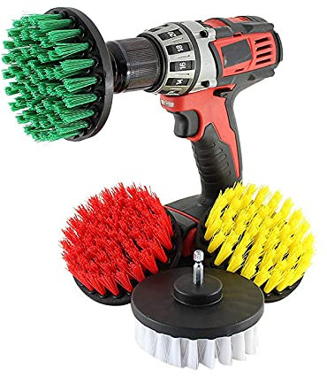 wojonifuiliy Bürstenaufsatz Bohrmaschine Set 4 Stück, Bürste für Akkuschrauber, Schrubbpads, Autopolierpad-Kit, Power Scrubber Reinigungsbürste für alle Oberflächen - Bohrerbürsten Aufsatz set