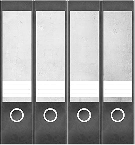 Etiketten für Ordner | Stein Wand Grau | 4 breite Aufkleber für Ordnerrücken | Selbstklebende Design Ordneretiketten Rückenschilder