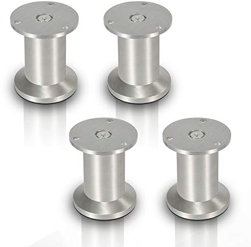 Lospitch 4er Set Aluminium Möbelfüße Höhe 100mm, belastbar bis 250 Kg, Runde Schrankfüße Tischfuß Sofafuß Möbelbeine, für Möbel, Küchenschränke, Höhenverstellbar 15mm