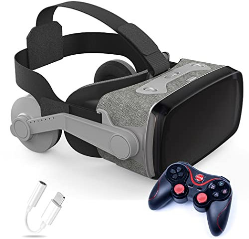 Gafas de Realidad Virtual, 3D VR Gafas con Controlador Bluetooth para Juegos Visión Panorámico VR Glasses para iPhone 13 Pro Max/13 Pro/13/12/11, para Samsung Galaxy S21, Huawei, Xiaomi
