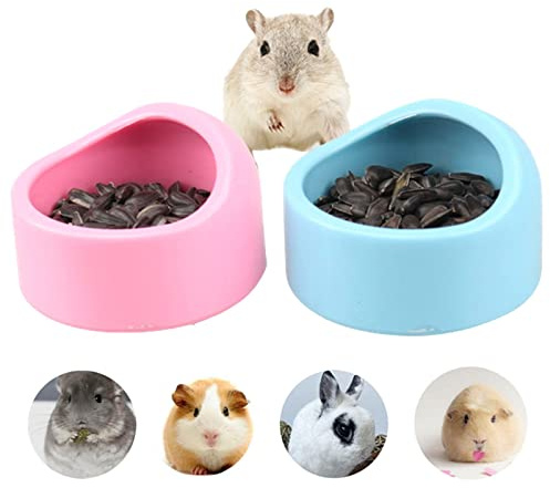 Gamelle pour Hamster,Gamelle pour Petits Animaux,Mangeoire pour Hamster,Bols pour Hamsters,Anti-Morsure, pour Hamster, Petits Animaux, Petits Rongeurs, Gerbille, 2 Pièces(Bleu et Rose)