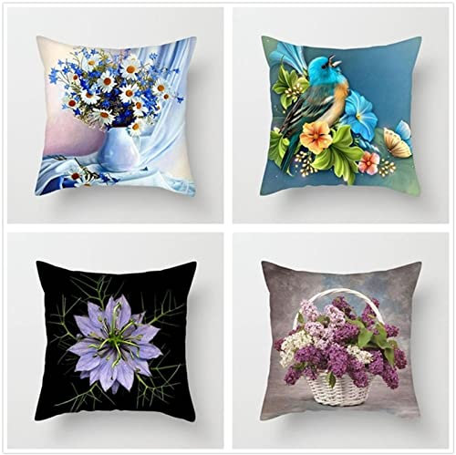 Tinnoon Kissenbezug 40x40cm 4er SetBoho Wohnzimmer Outdoor Deko, Schlafzimmer Zimmer Dekor Kissenhülle Kissenbezüge mit Verstecktem Reißverschluss, Couchkissen, Sofakissen Weinachten Blumen Blühen