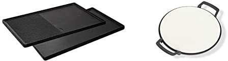 Enders® GUSS-WENDEPLATTE 1/2 7893 Boston 4, Schwarz/Grau & ® SWITCH GRID Pizzastein, Halter aus Gusseisen, für Enders® Gasgrill mit Rost-in-Rost System, Grill-Rost-Zubehör, #7790