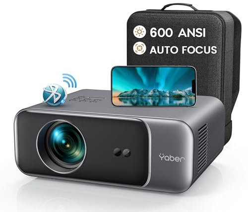 [Autofocus/Correzione trapezoidale] Proiettore Full HD 1080P 20000 Lumen WiFi6 Bluetooth Proiettore Home Cinema 4K Supporto Video YABER Portatile LED 300 Display Compatibile con Smartphone/TV