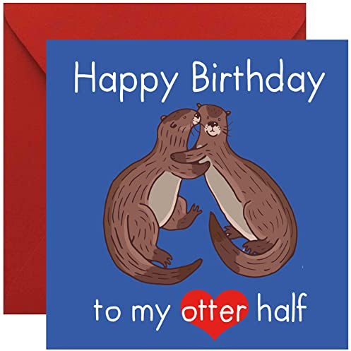 Lustige Geburtstagskarte Glückwunschkarte Happy Birthday to my otter half Geburtstag Karte card lustig Frauen Männer Ehemann Mann Frau Ehefrau liebe Freund Freundin sie ihn witzig (BLAU)