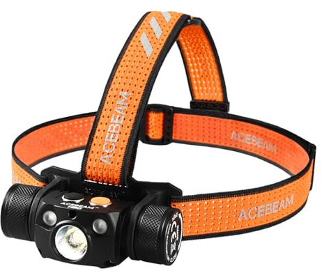 ACEBEAM H30 Linterna Frontal Más Brillante 4000 Lúmenes, Blanca + Roja + CRI 90+, LED Recargable Para Exteriores, Mejor Para Acampar y Buscar