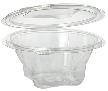 PAPSTAR 500 Feinkostbecher und Salatschalen to Go, mit Klappdeckel, R-PET, rund, 500 ml, glasklar