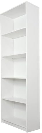 Home Collective Bücherregal Aktenregal Standregal Raumteiler weiß mit 5 offenen Fächern aus Holz | Breite 50 cm