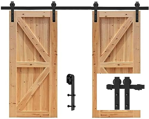 Betensh 19 ft = 579 cm skjutdörrssystem, skjutdörrsbeslag set, tillbehör av kolstål, skena för skjutdörr, gångskena för dubbeldörr, trä, skjutdörr, trädörr