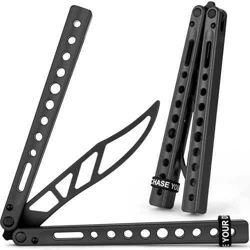 MAJESTY FOREST Profi Butterfly Trainer C1 V2 - Balisong Trainer aus CNC Aluminium - Legales Balisong Messer mit stumpfer Klinge als Trainingsmesser - Inkl. Zubehör
