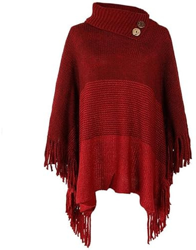 TBSCWYF Damen Poncho mit knöpfen Schal Cashmere Feeling Strick Decke Cape Cardigan für Frauen Retro Cardigans Pullover Umhängetuch im Winter Geschenk für Mutter Wrap Poncho Locker sitzender