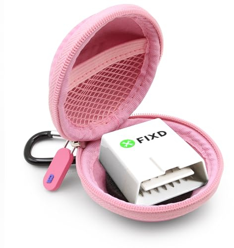 CASEMATIX OBD Carry Case Compatible with FIXD OBD2 Bluetooth Car Diagnostic Tool for Auto Car Health Monitor Device, Pink - Case Only