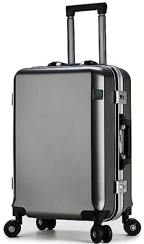 CASEGO Trolley-Koffer mit Aluminiumrahmen, 24 Zoll, großes Fassungsvermögen, Universalrad, PC-Material, kratzfester und verschleißfester Bordkoffer (Grey 24 inch)