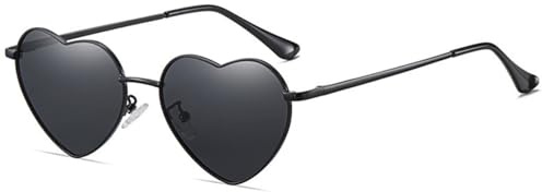 WDZAYXC Polarisierte Herz geformte Sonnenbrille für Damen Vintage Metallrahmen Nette Gläser für Party und Festival
