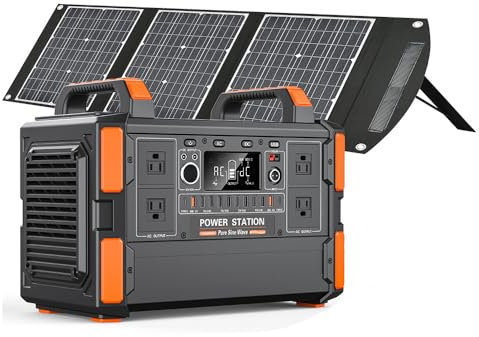 SKIHOT Generateur Electrique Portable 1000W avec Panneau Solaire 200W, Générateur Solaire 1048Wh, Générateur électrique à Onde Sinusoïdale Le Camping, Les Voyages, la Pêche, Alimentation d'urgence