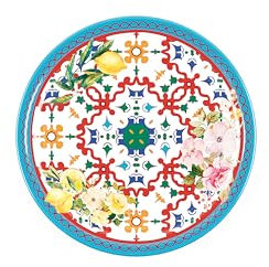 Guzzini - Piatto piano in melammina, colori vari, ''FLOWER&LEMON''